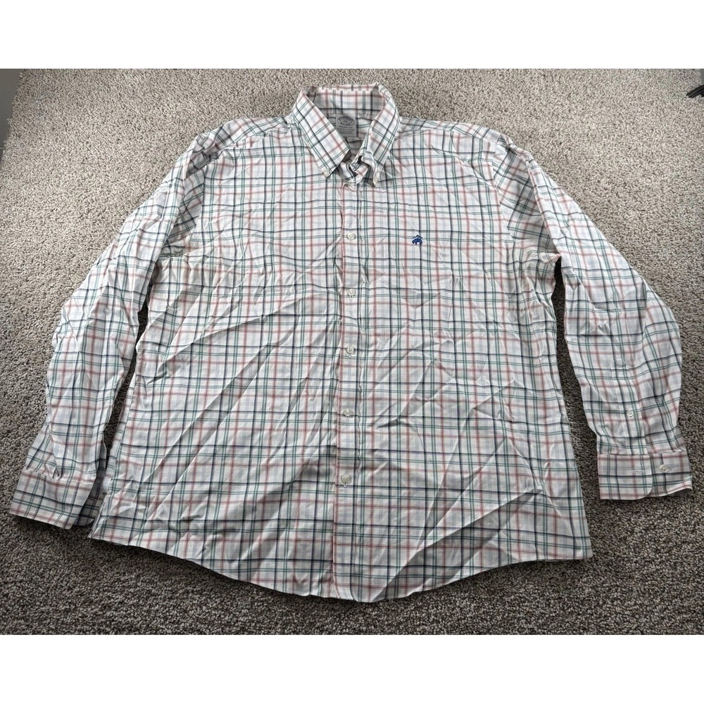 Vintage Brooks Brothers Shirt Mens XXL White‎ Blue Classiccore Preppy Casual